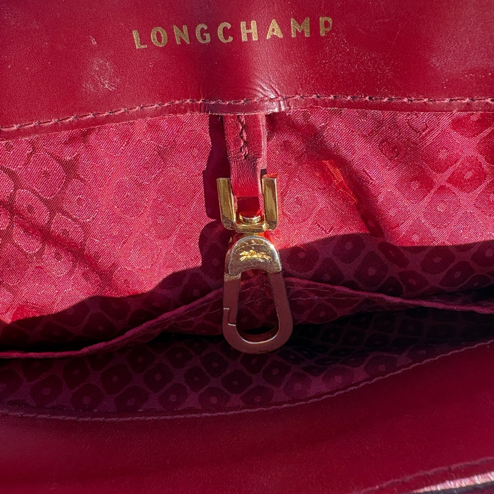 Authentic Longchamp Honoré 404 Burgundy Leather Handbag with Gold Tone Logo - Picture 12 of 15